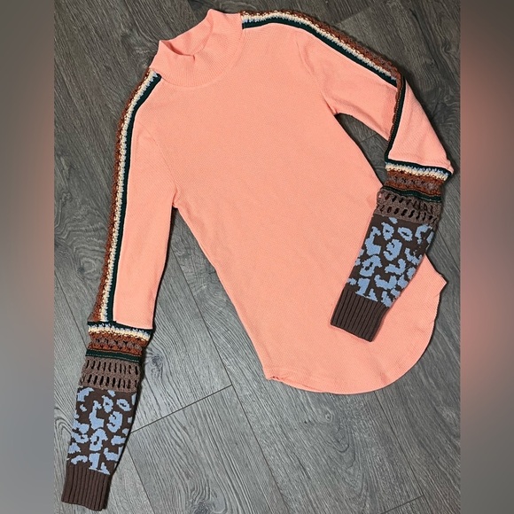 *NWT* Free People Switch It Up Crochet-Trim Thermal Top - Picture 1 of 5